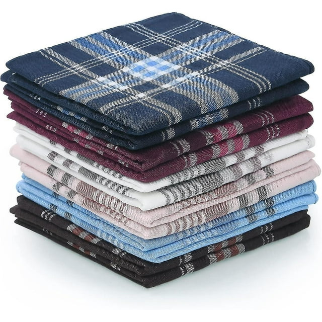 HUADE Men's Handkerchiefs, 12 Pack Gents Hankies, Mens Premium