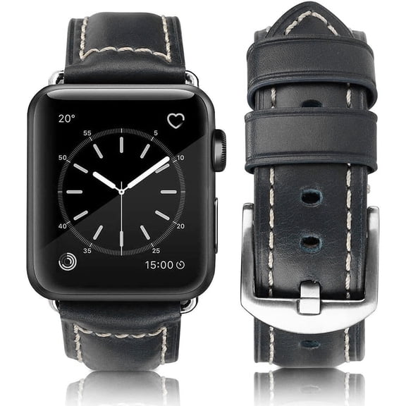 HUAFIY Compatible Apple Watch Band 38mm 40mm 41mm, Top Grain Leather Band Replacement Strap iWatch Series 8/7/6/5/4/ 3/ 2/ 1,Apple SE ,Ultra
