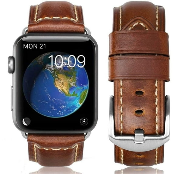 HUAFIY Compatible Apple Watch Band 38mm 40mm 41mm, Top Grain Leather Band Replacement Strap iWatch Series 8/7/6/5/4/ 3/ 2/ 4,SE, Ultra