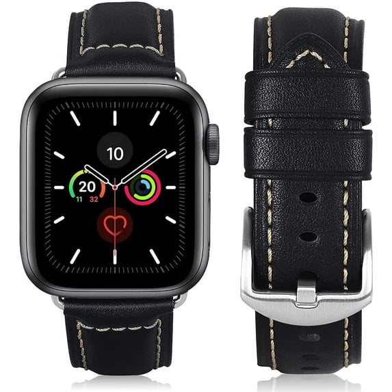 HUAFIY Compatible Apple Watch Band 38mm 40mm 41mm, Top Grain Leather Band Replacement Strap iWatch Series 8/7/6/5/4/ 3/ 2/ 6,apple SE ,Ultra
