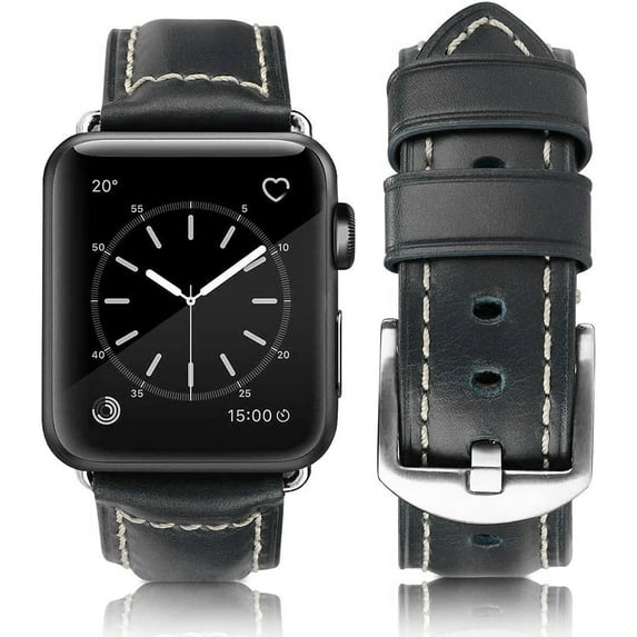 HUAFIY Compatible for Apple Watch Band 42mm 44mm 45mm49mm Men,Top Grain Leather Band Replacement Strap iWatch Series 8/7/6/5/ 4 3 2 1,SE,Ultra