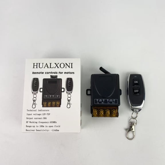 HUALXONI Remote controls for motors,12 Volt Remote Switch Wireless,DC12V/24V/48V/72V/30A Relay,Remote Control Switch,RF Remote Control with 328FT Long Range