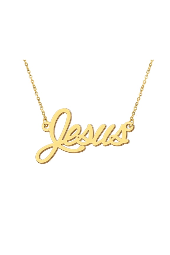 18k Gold Plated Jesus Name Necklace Stainless Steel Nameplate Necklaces for Womens Mens Mother Day Christmas Jewelry Gift