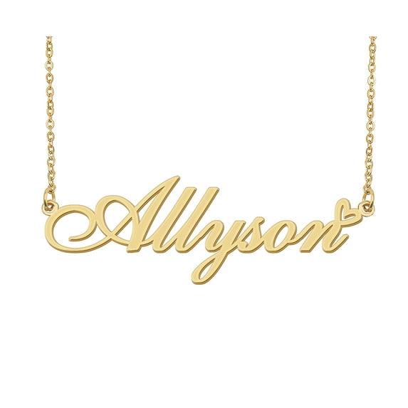 HUAN XUN Allyson Name Heart Necklace 18k Gold Plated Nameplate Pendant Necklace Stainless Steel Jewelry for Womens Birthday Gifts