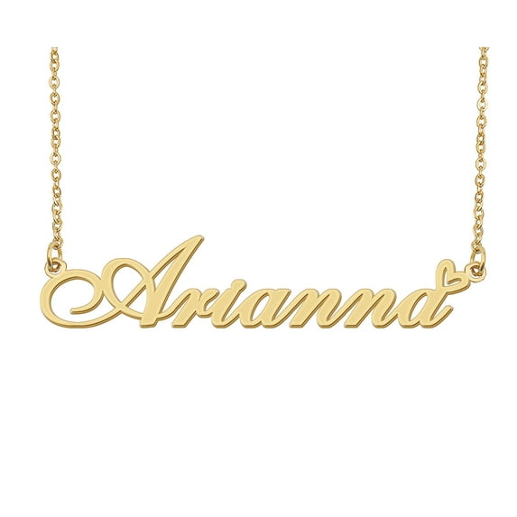 HUAN XUN Arianna Name Heart Necklace 18k Gold Plated Nameplate Pendant Necklace Stainless Steel Jewelry for Womens Birthday Gifts