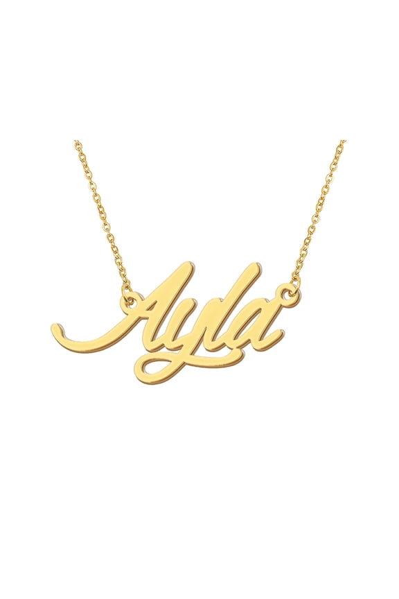 18k Gold Plated Ayla Name Necklace Stainless Steel Nameplate Necklaces for Womens Mens Mother Day Christmas Jewelry Gift