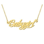 HUAN XUN 18k Gold Plated Babygirl Name Necklace Stainless Steel Nameplate Necklaces for Womens Mens Mother Day Christmas Jewelry Gift