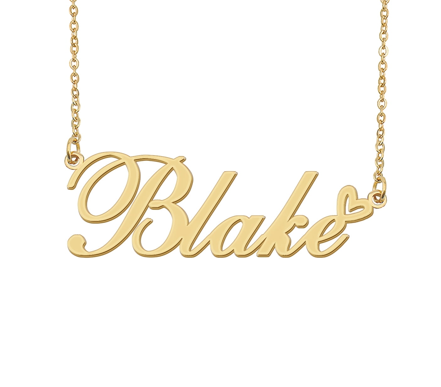 HUAN XUN Blake Name Heart Necklace 18k Gold Plated Nameplate Pendant ...
