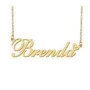 HUAN XUN Brenda Name Heart Necklace 18k Gold Plated Nameplate Pendant Necklace Stainless Steel Jewelry for Womens Birthday Gifts