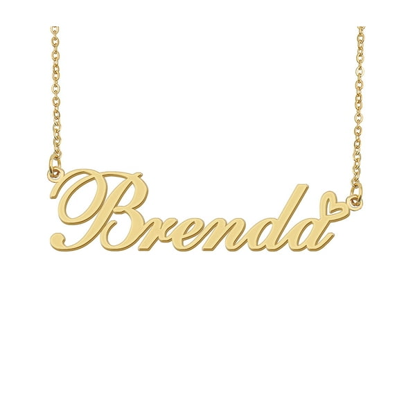 HUAN XUN Brenda Name Heart Necklace 18k Gold Plated Nameplate Pendant Necklace Stainless Steel Jewelry for Womens Birthday Gifts
