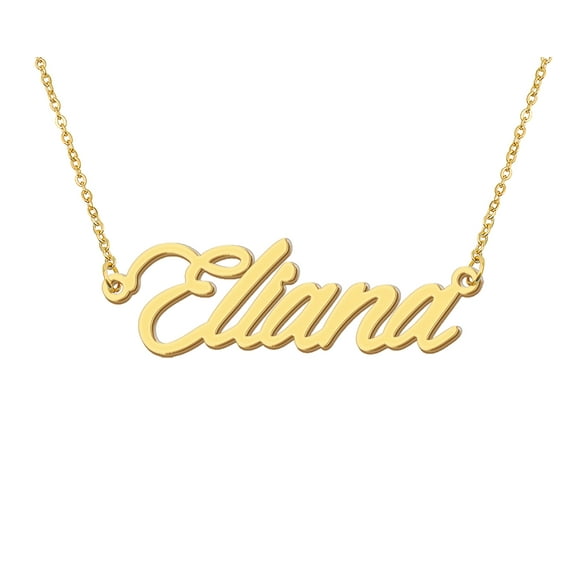 HUAN XUN 18k Gold Plated Eliana Name Necklace Stainless Steel Nameplate Necklaces for Womens Mens Mother Day Christmas Jewelry Gift