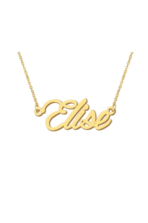 18k Gold Plated Elise Name Necklace Stainless Steel Nameplate Necklaces for Womens Mens Mother Day Christmas Jewelry Gift