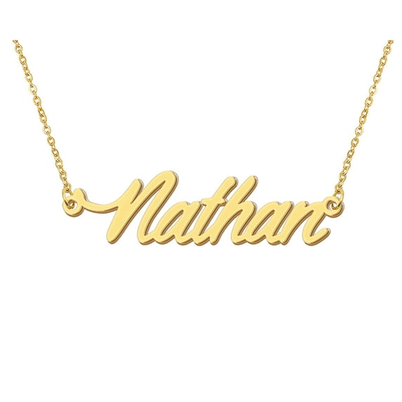 HUAN XUN Gold Nathan Name Necklace Men Name Necklace Pendant