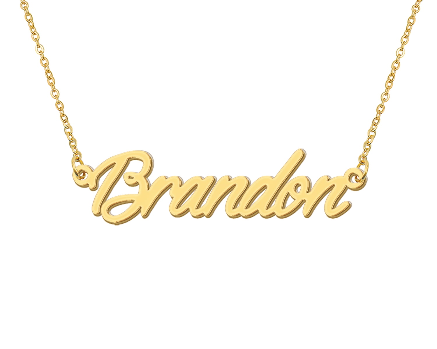 HUAN XUN 18k Gold Plated Brandon Name Necklace Stainless Steel ...