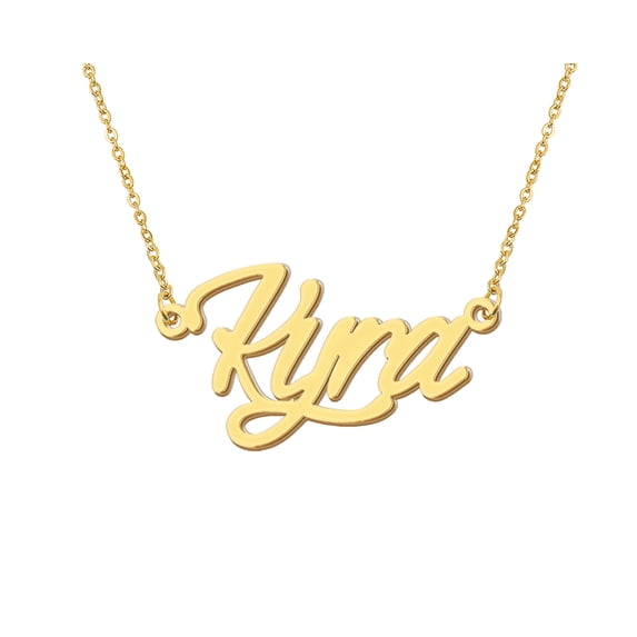 HUAN XUN Gold Plated Kyra Initial Name Necklace Handwritten Name Plate Girls Jewelry Gifts for Best Friend