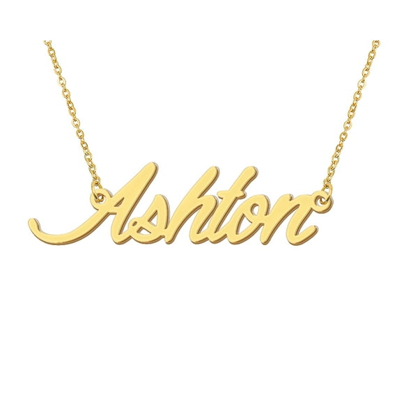 HUAN XUN Gold Plated Necklaces with Name Ashton Script Name Necklace Womens Jewelry Gift for Wife