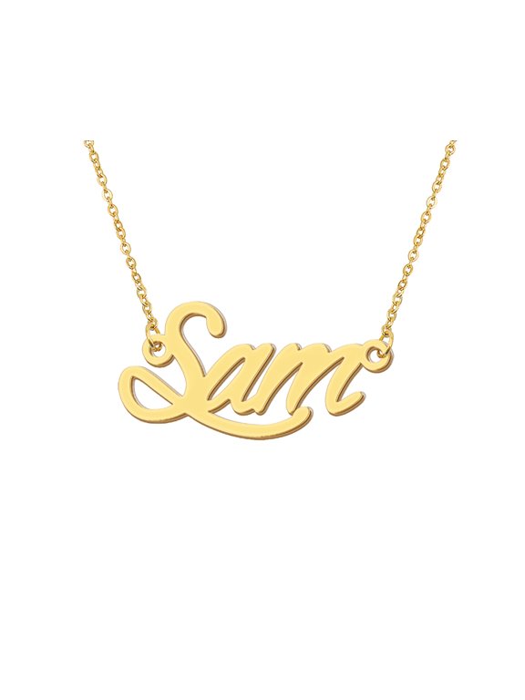 Gold Sam Name Necklace Charm Men's Necklace with Name
