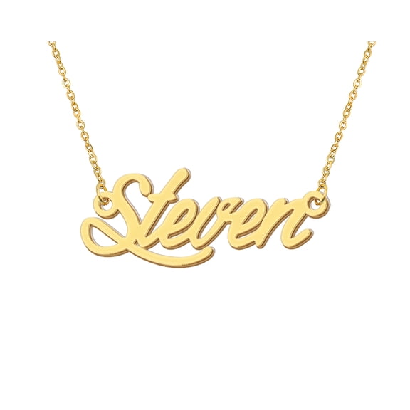 HUAN XUN Gold Steven Initial Name Necklace Men's Name Letter Necklace