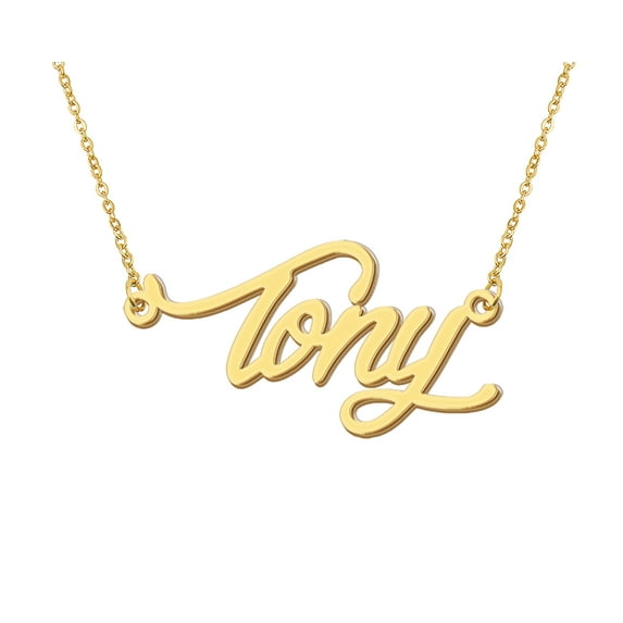 HUAN XUN Gold Tony Name Initials Necklace Men's Name Letters Necklace