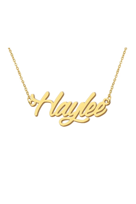 18k Gold Plated Haylee Name Necklace Stainless Steel Nameplate Necklaces for Womens Mens Mother Day Christmas Jewelry Gift