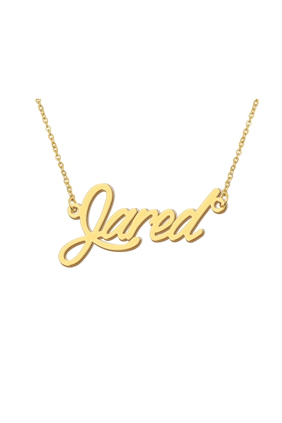 18k Gold Plated Jared Name Necklace Stainless Steel Nameplate Necklaces for Womens Mens Mother Day Christmas Jewelry Gift