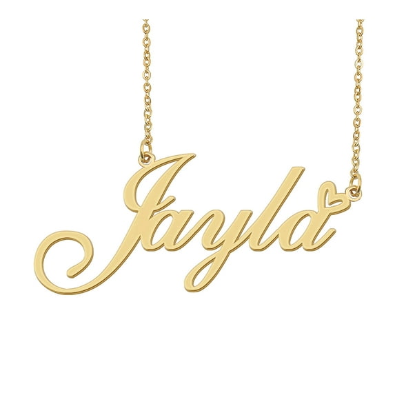 HUAN XUN Jayla Name Heart Necklace 18k Gold Plated Nameplate Pendant Necklace Stainless Steel Jewelry for Womens Birthday Gifts