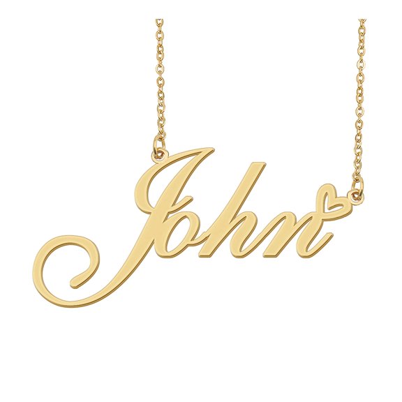 HUAN XUN John Name Heart Necklace 18k Gold Plated Nameplate Pendant Necklace Stainless Steel Jewelry for Womens Birthday Gifts