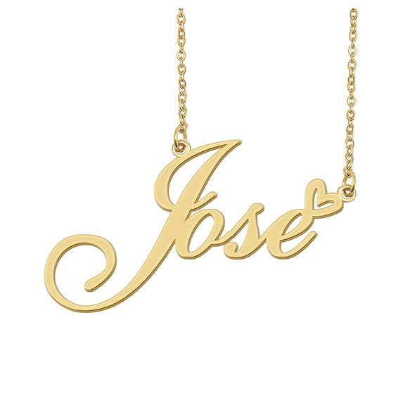 HUAN XUN Jose Name Heart Necklace 18k Gold Plated Nameplate Pendant Necklace Stainless Steel Jewelry for Womens Birthday Gifts