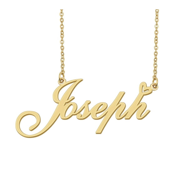 HUAN XUN Joseph Name Heart Necklace 18k Gold Plated Nameplate Pendant Necklace Stainless Steel Jewelry for Womens Birthday Gifts