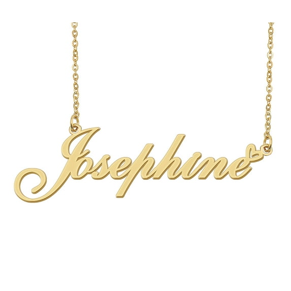 HUAN XUN Josephine Name Heart Necklace 18k Gold Plated Nameplate Pendant Necklace Stainless Steel Jewelry for Womens Birthday Gifts