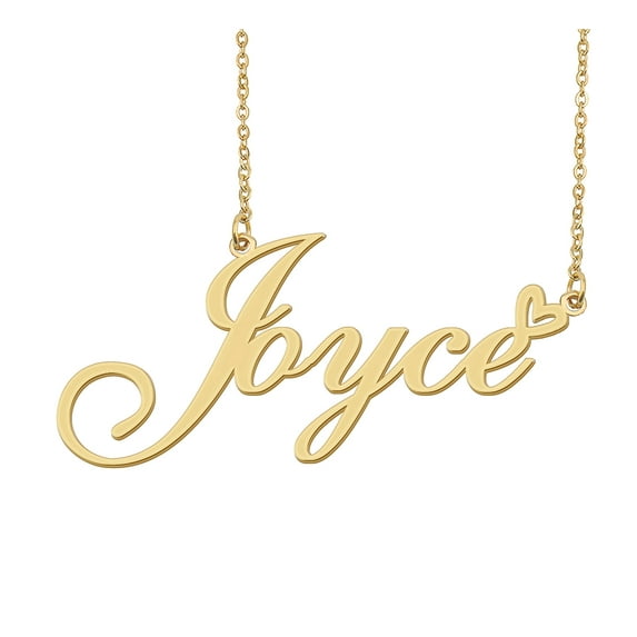 HUAN XUN Joyce Name Heart Necklace 18k Gold Plated Nameplate Pendant Necklace Stainless Steel Jewelry for Womens Birthday Gifts