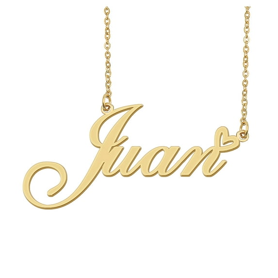 HUAN XUN Juan Name Heart Necklace 18k Gold Plated Nameplate Pendant Necklace Stainless Steel Jewelry for Womens Birthday Gifts