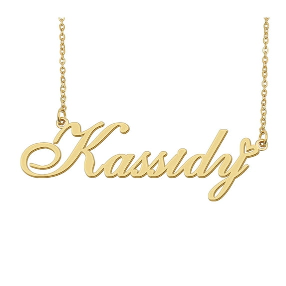 HUAN XUN Kassidy Name Heart Necklace 18k Gold Plated Nameplate Pendant Necklace Stainless Steel Jewelry for Womens Birthday Gifts