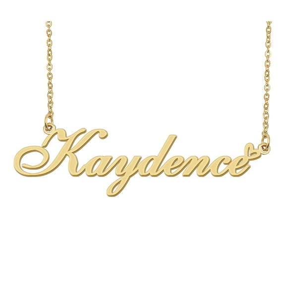 HUAN XUN Kaydence Name Heart Necklace 18k Gold Plated Nameplate Pendant Necklace Stainless Steel Jewelry for Womens Birthday Gifts