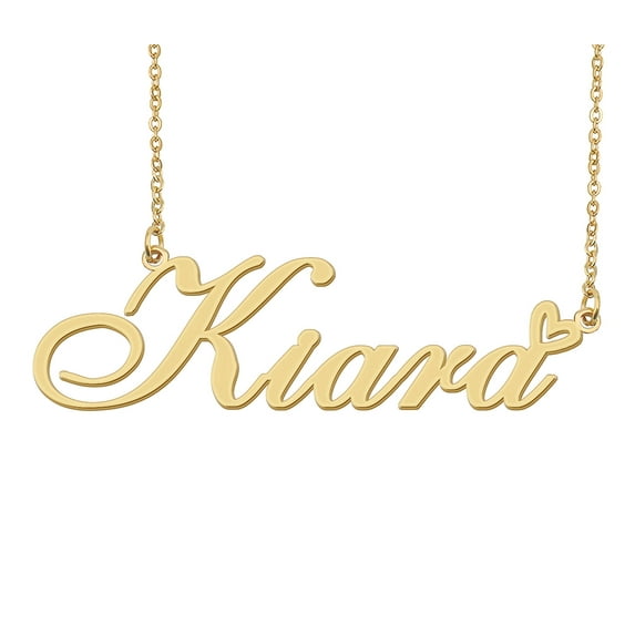 HUAN XUN Kiara Name Heart Necklace 18k Gold Plated Nameplate Pendant Necklace Stainless Steel Jewelry for Womens Birthday Gifts
