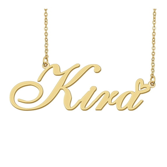 HUAN XUN Kira Name Heart Necklace 18k Gold Plated Nameplate Pendant Necklace Stainless Steel Jewelry for Womens Birthday Gifts