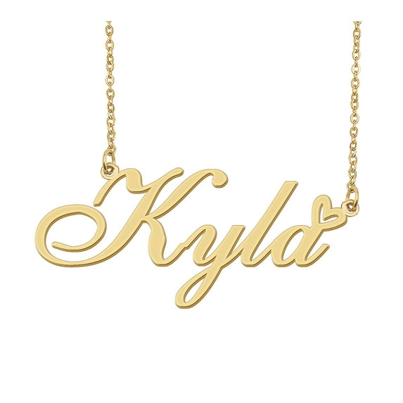 HUAN XUN Kyla Name Heart Necklace 18k Gold Plated Nameplate Pendant Necklace Stainless Steel Jewelry for Womens Birthday Gifts