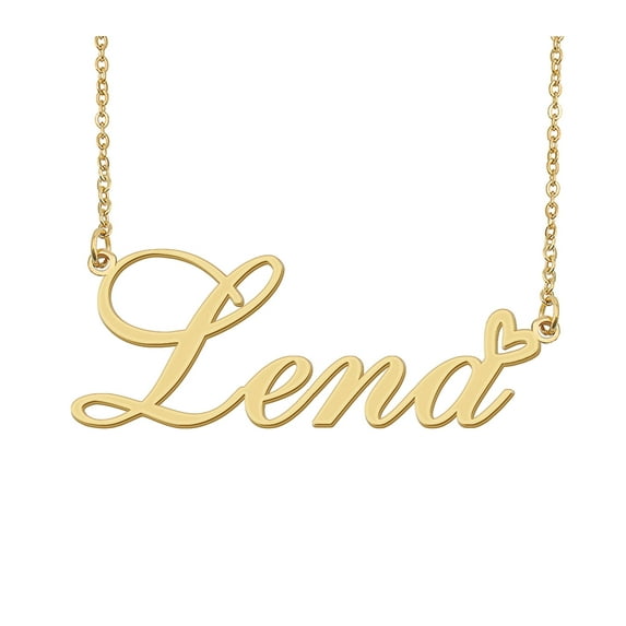 HUAN XUN Lena Name Heart Necklace 18k Gold Plated Nameplate Pendant Necklace Stainless Steel Jewelry for Womens Birthday Gifts