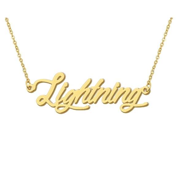 HUAN XUN Lightning Name Pendant Necklace 18k Gold Plated Message Word Jewelry for Familys Mother Day Gift