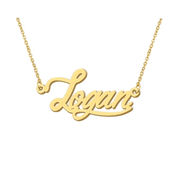 HUAN XUN Logan Name Initials Necklace Gold Man Initial Name Necklace
