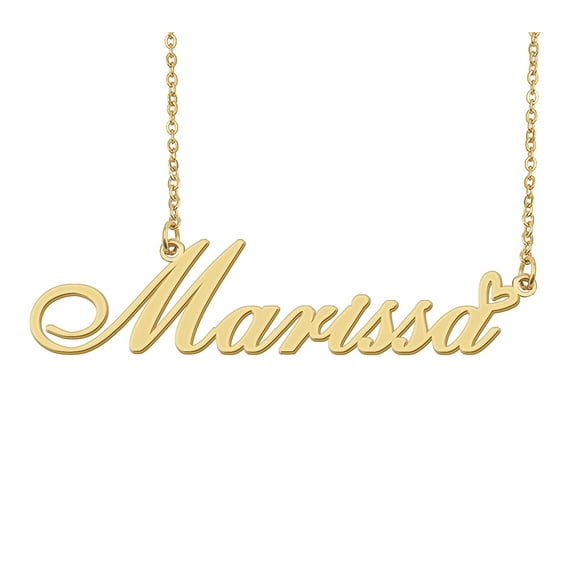 HUAN XUN Marissa Name Heart Necklace 18k Gold Plated Nameplate Pendant Necklace Stainless Steel Jewelry for Womens Birthday Gifts
