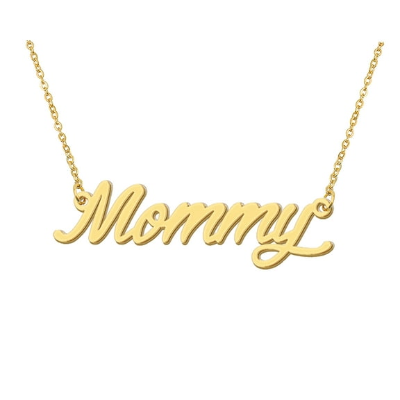 HUAN XUN Mommy Gold Name Letter Necklace Message Word Jewelry for Best Friends Graduation Gift