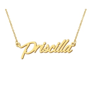 HUAN XUN Mommy Name Initial Necklace Priscilla Name Monogram Necklace for Mothers Mothers Day Gift