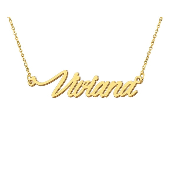 HUAN XUN Mothers Initial Name Necklace Viviana Name Engraved Necklace Womens Jewelry Gifts for Mother