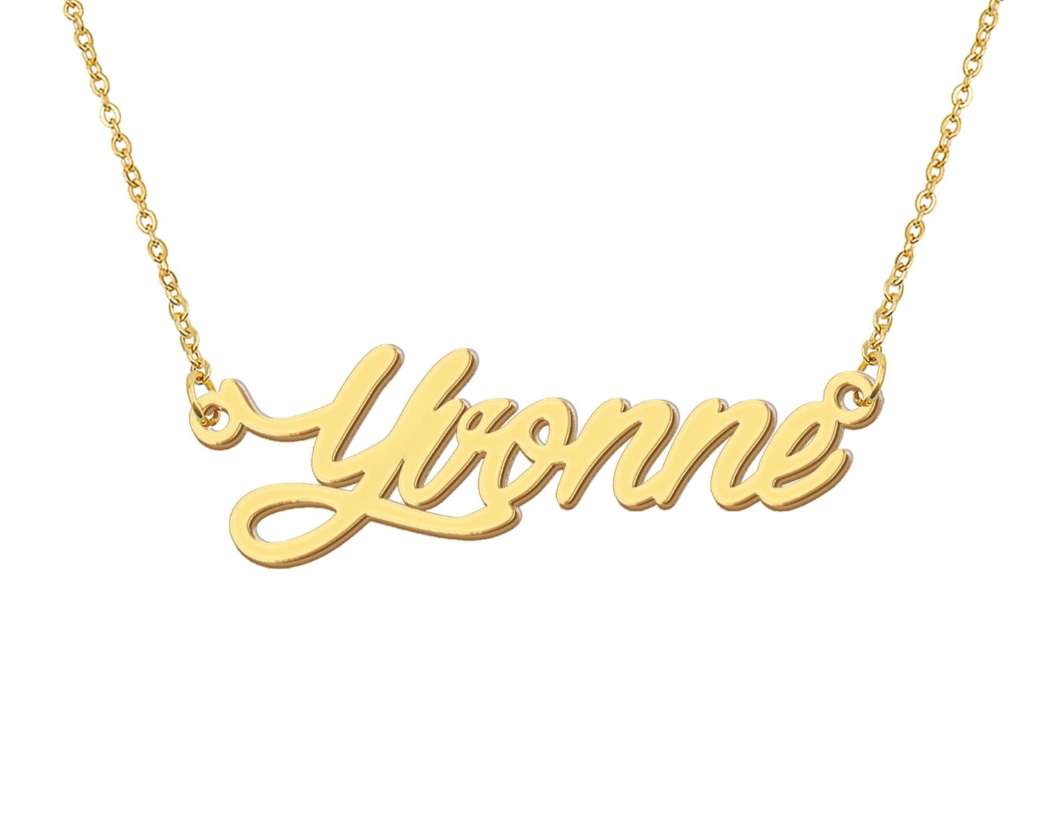 Huan XUN Letter Charm Necklace - Stainless Steel Name Necklace (Jessica), 14K Gold Plated, 16" Chain + 2" Extension - View #9