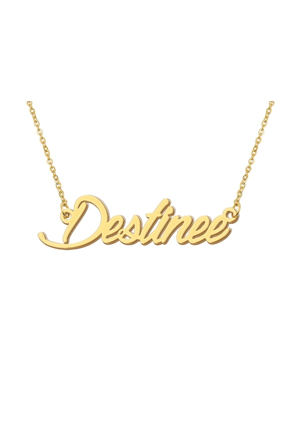 18k Gold Plated Destinee Name Necklace Stainless Steel Nameplate Necklaces for Womens Mens Mother Day Christmas Jewelry Gift