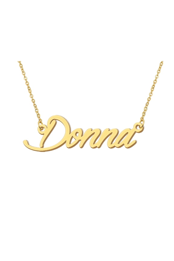 18k Gold Plated Donna Name Necklace Stainless Steel Nameplate Necklaces for Womens Mens Mother Day Christmas Jewelry Gift