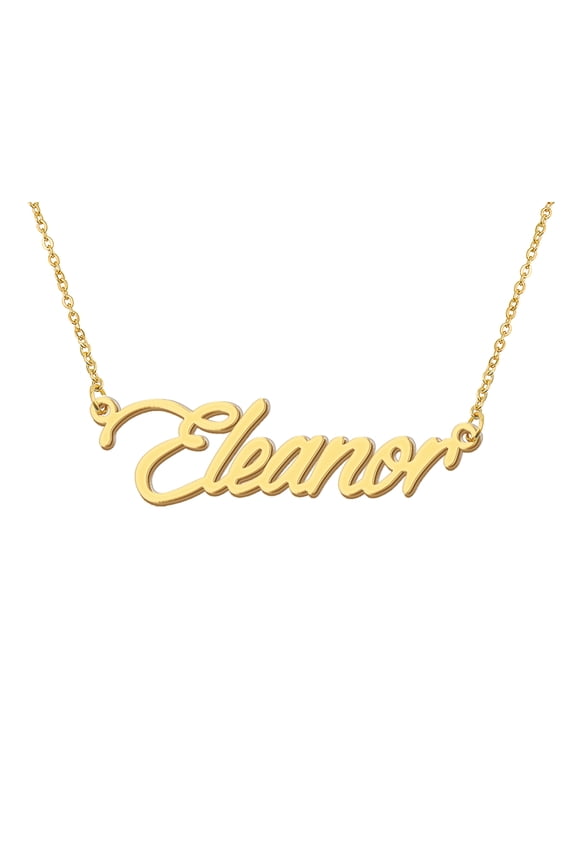 18k Gold Plated Eleanor Name Necklace Stainless Steel Nameplate Necklaces for Womens Mens Mother Day Christmas Jewelry Gift