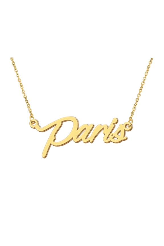 Name Necklace Initial Gold Paris Message Word Jewelry for Familys Christmas Gifts