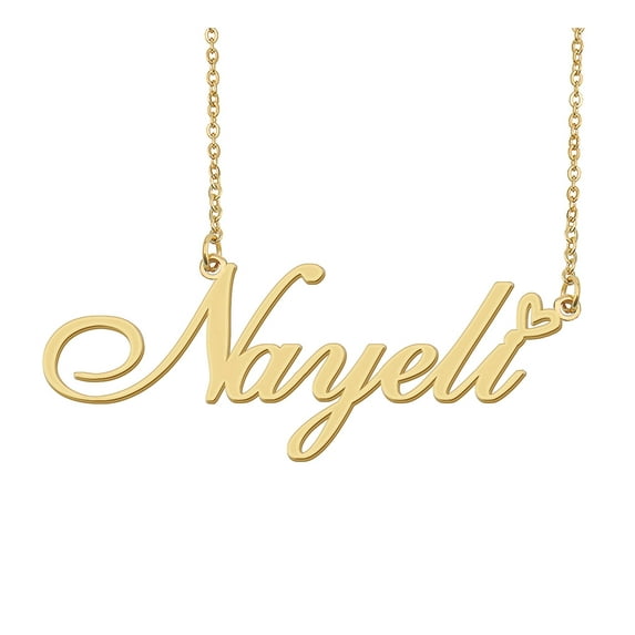 HUAN XUN Nayeli Name Heart Necklace 18k Gold Plated Nameplate Pendant Necklace Stainless Steel Jewelry for Womens Birthday Gifts